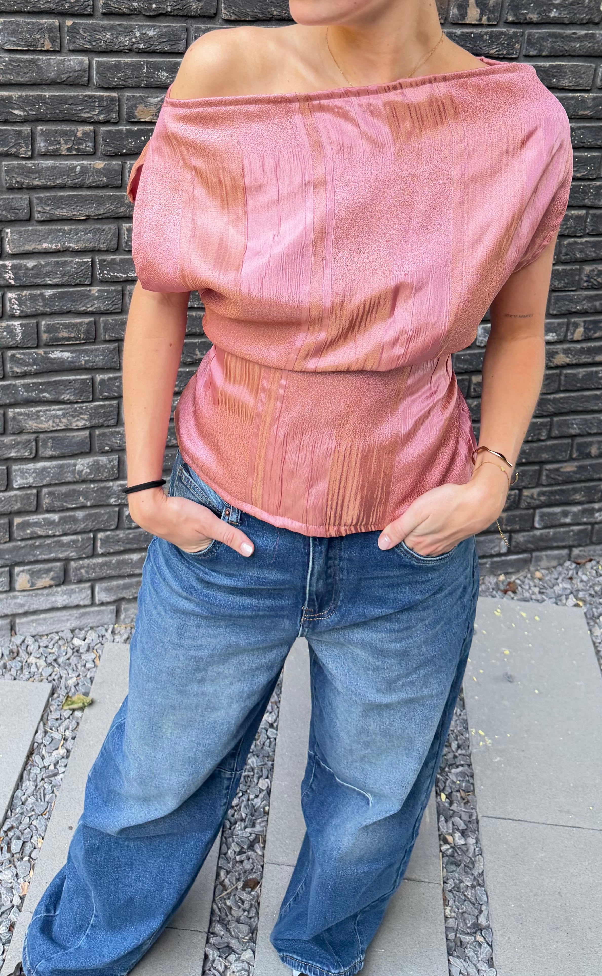Rosé Off-Shoulder Top
