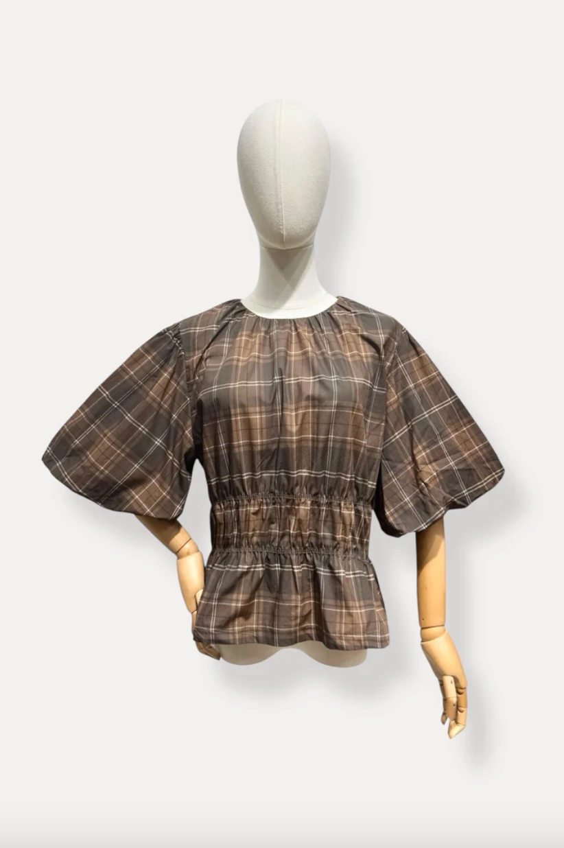 Mila Puff Blouse - Brown